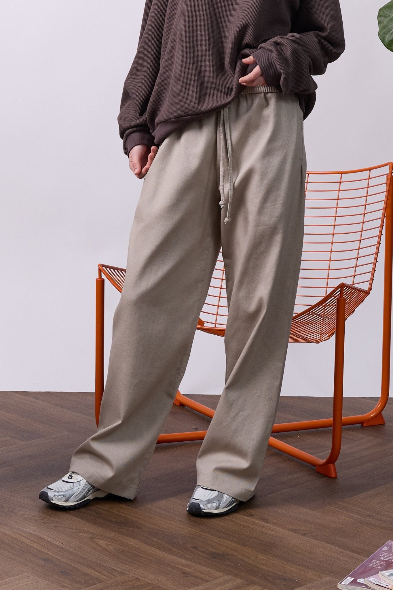 Wide Drill Pants – Beige - GON