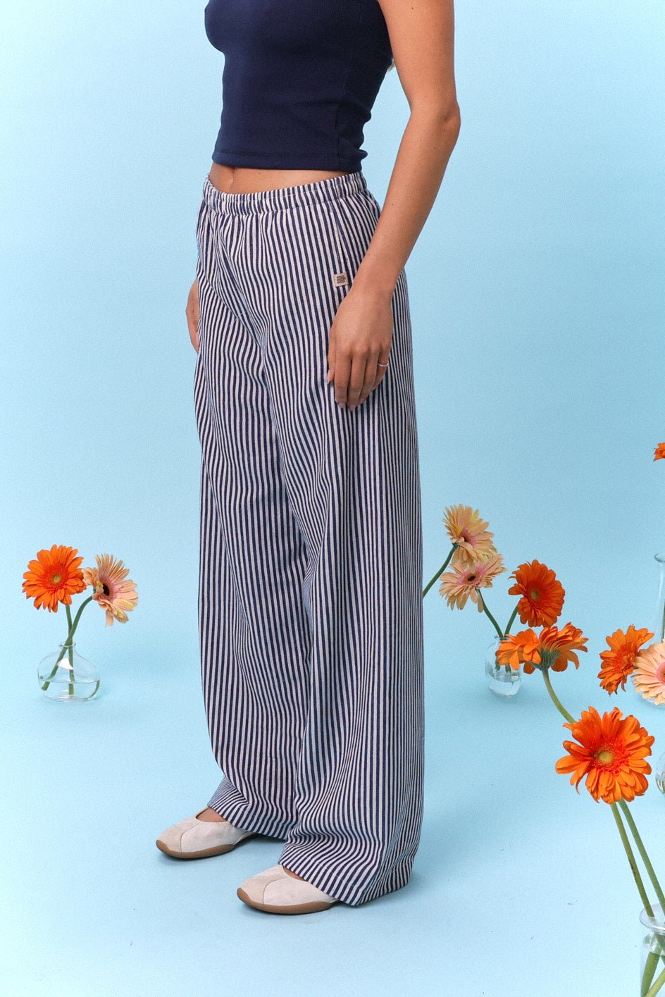 Wide Drill Pants – Blue Stripe - GON