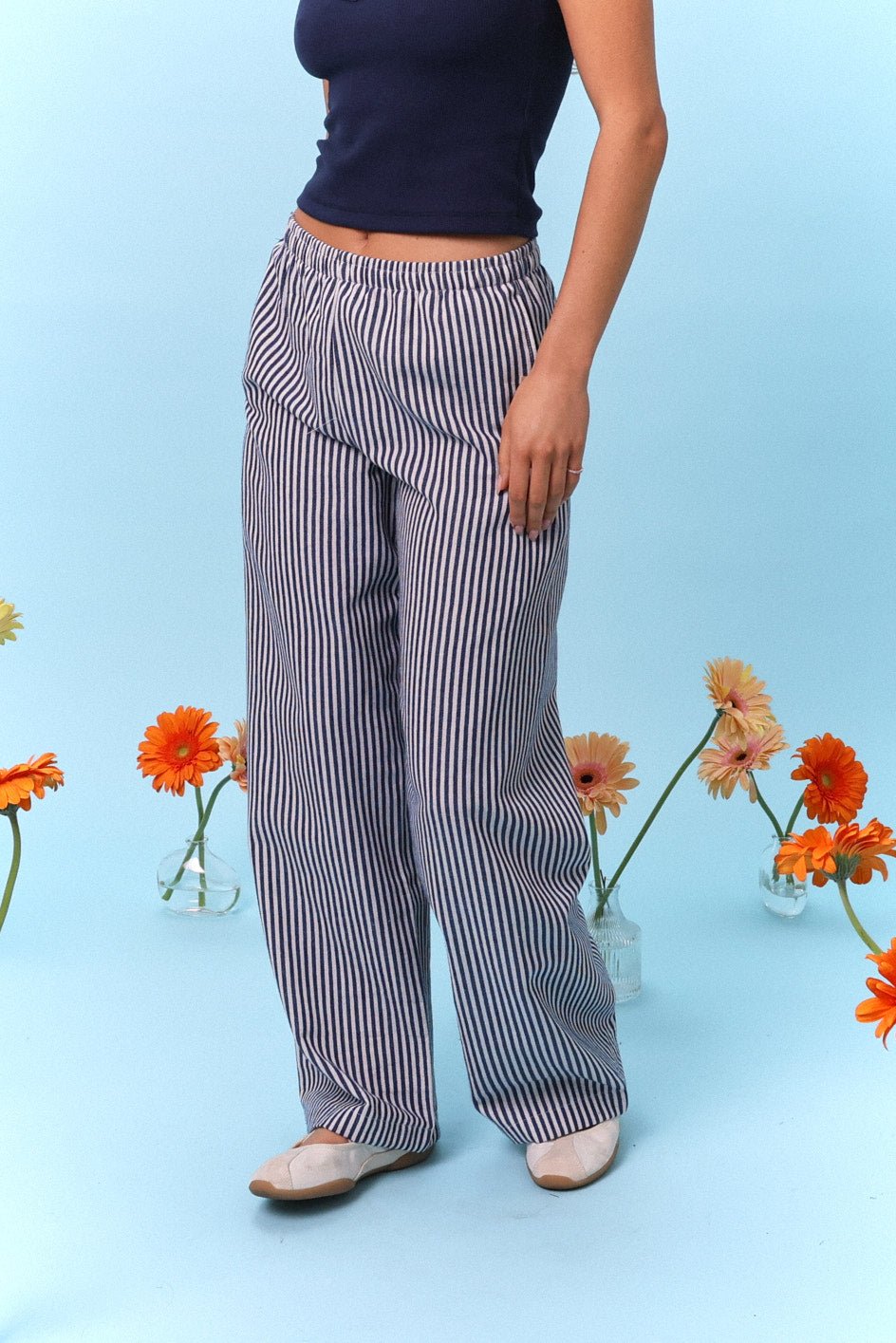 Wide Drill Pants – Blue Stripe - GON