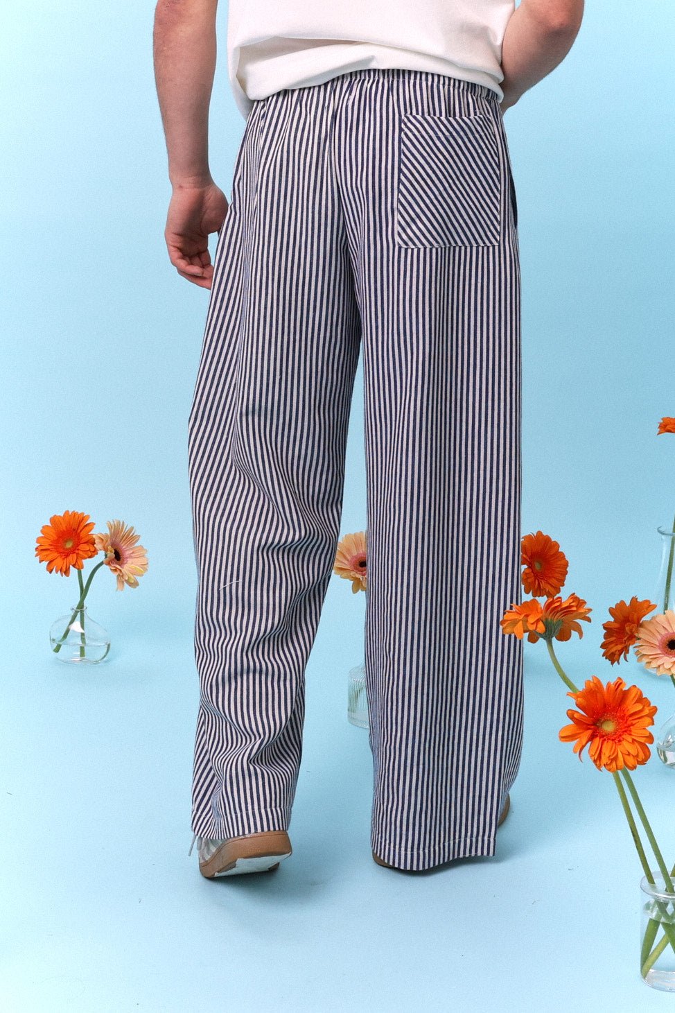 Wide Drill Pants – Blue Stripe - GON