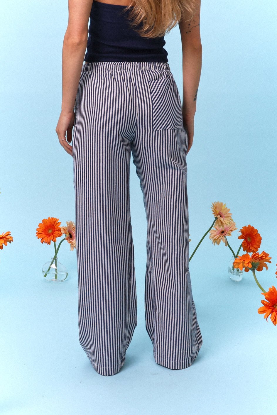 Wide Drill Pants – Blue Stripe - GON