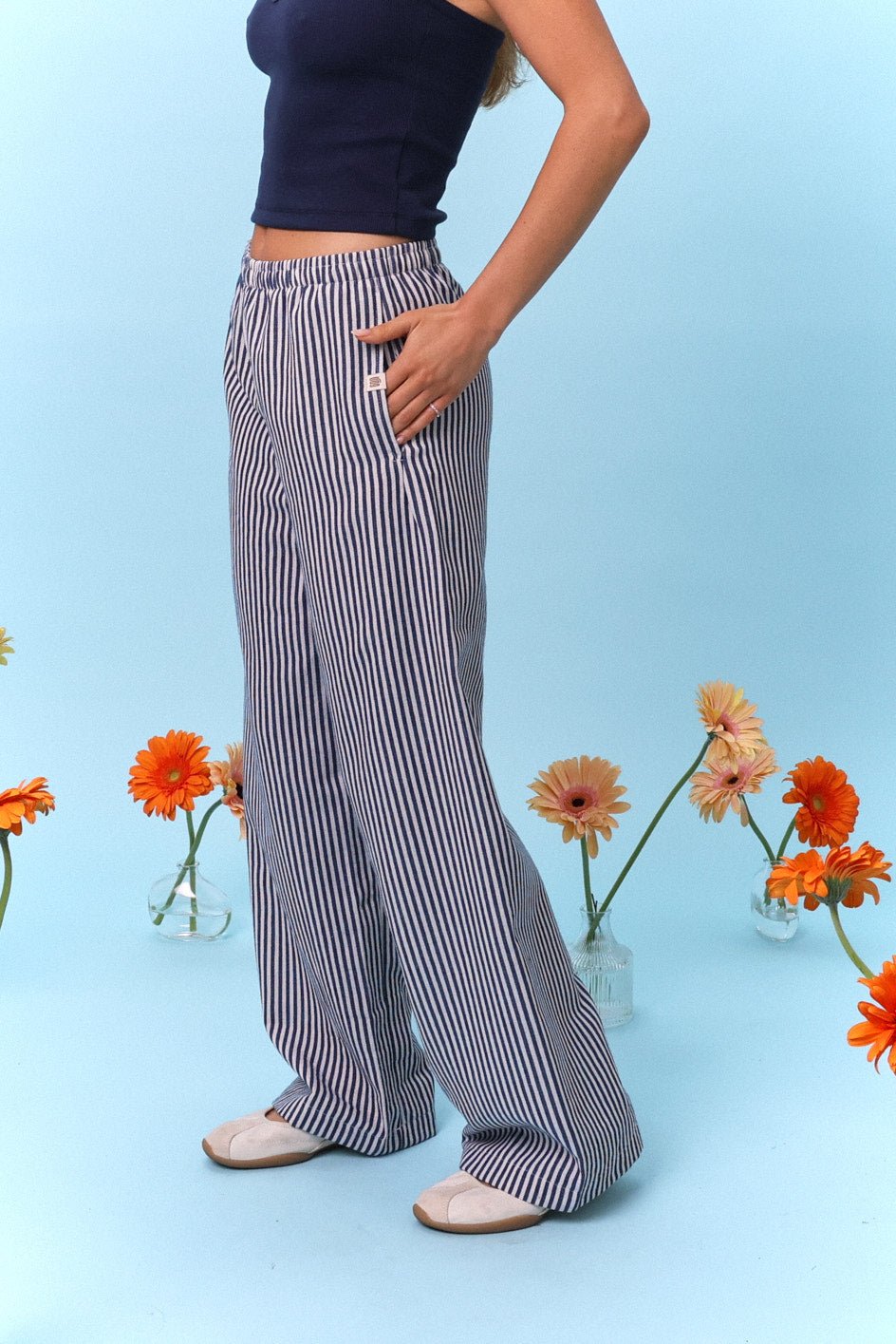 Wide Drill Pants – Blue Stripe - GON