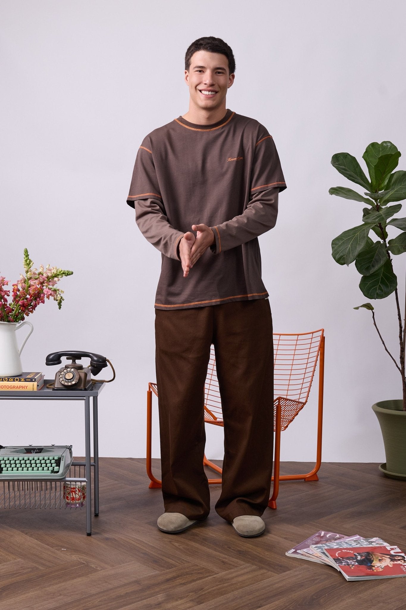 Wide Drill Pants – Brown - GON