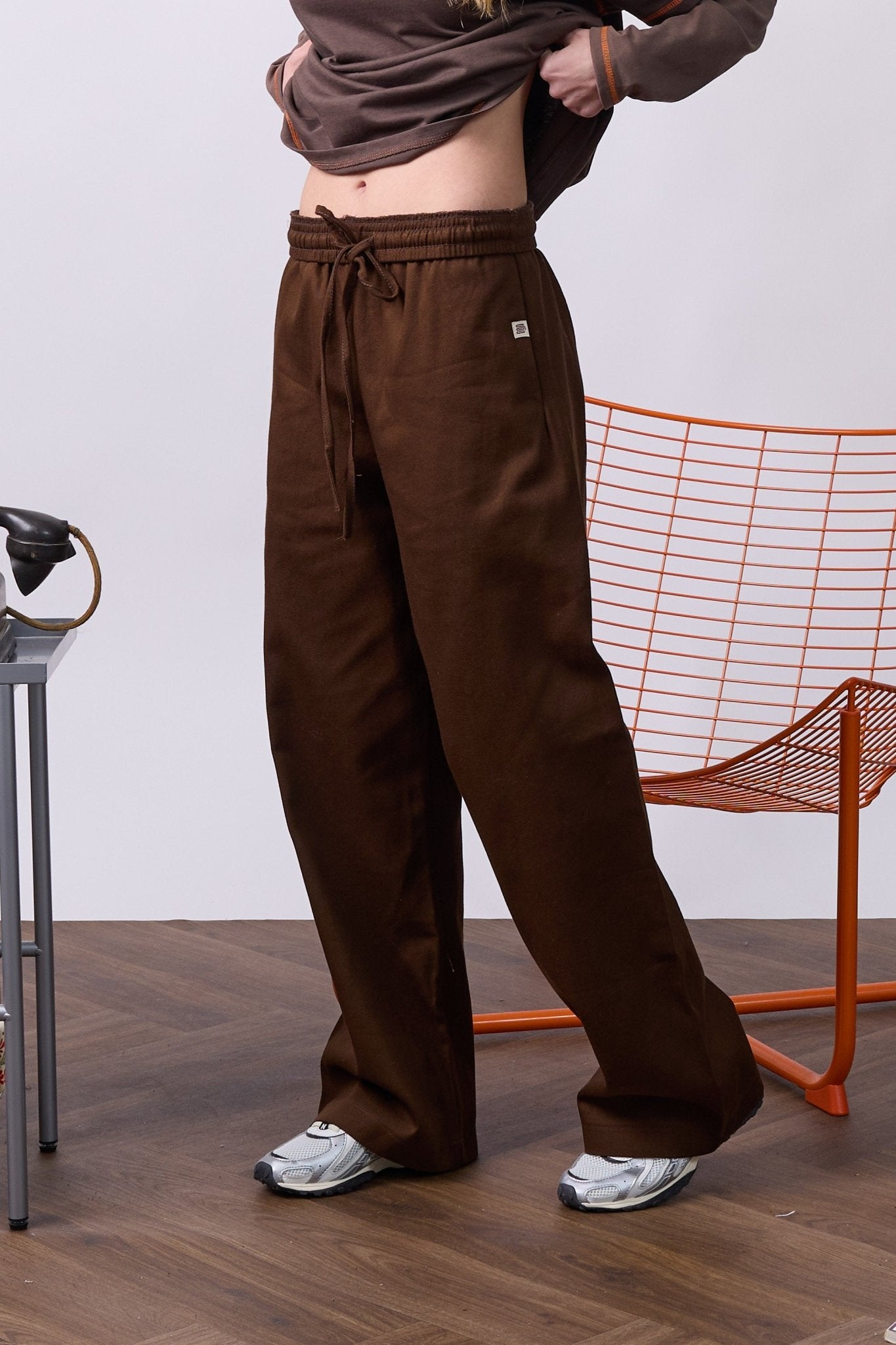 Wide Drill Pants – Brown - GON