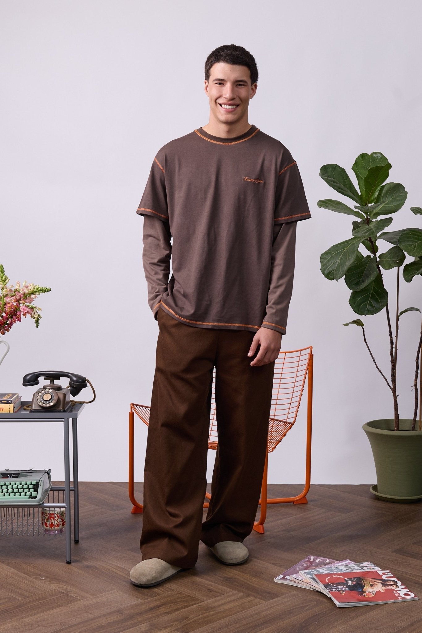 Wide Drill Pants – Brown - GON