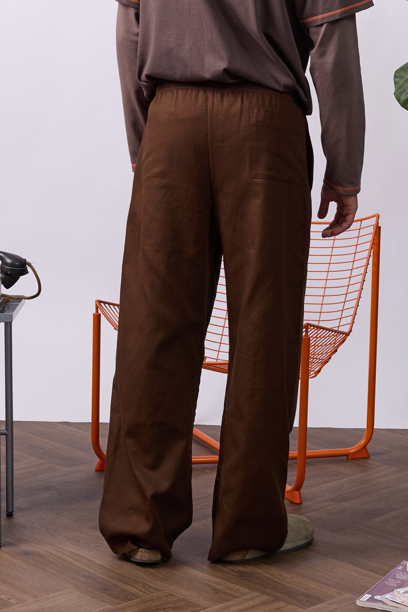 Wide Drill Pants – Brown - GON
