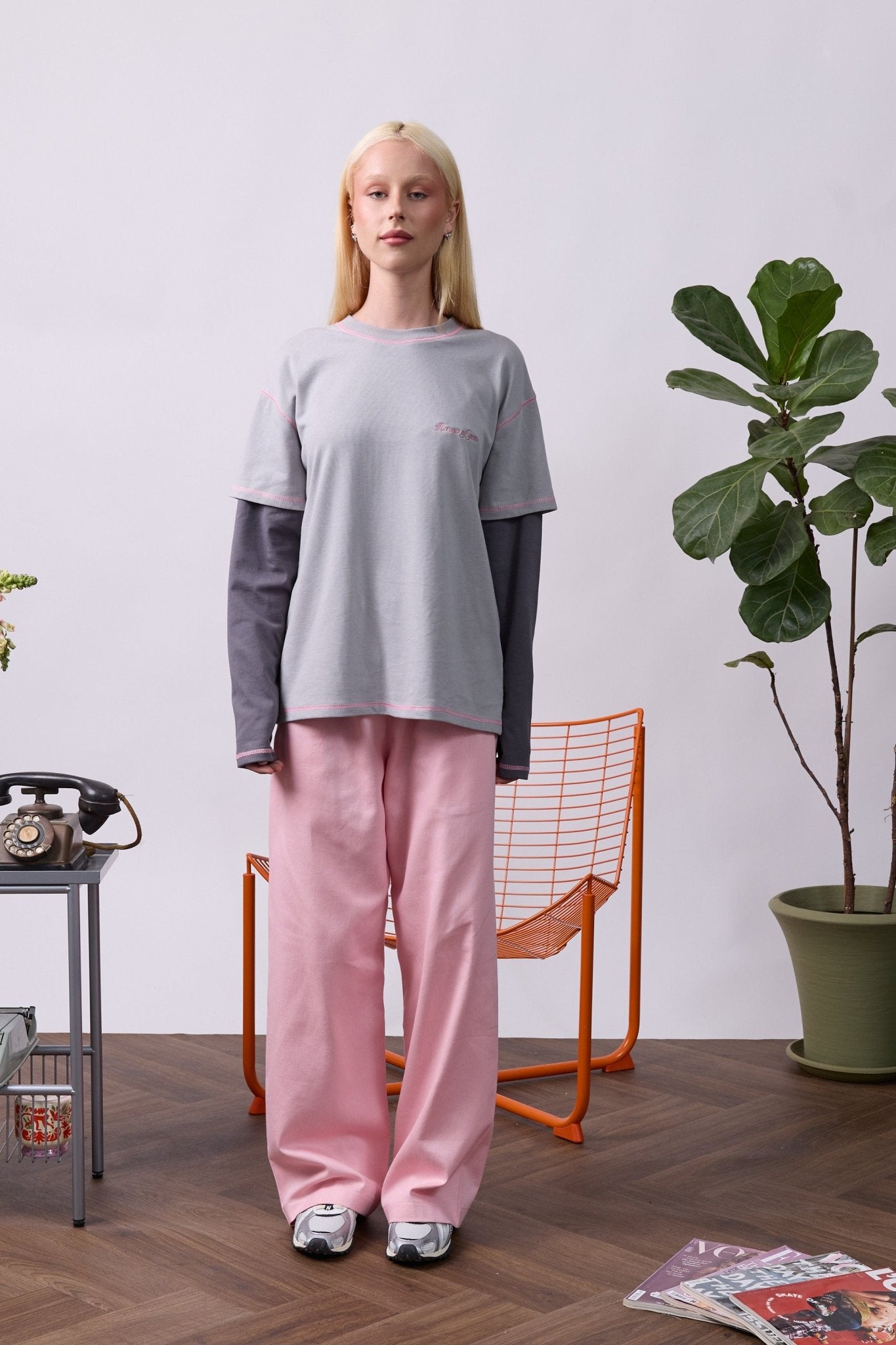 Wide Drill Pants – Pink - GON