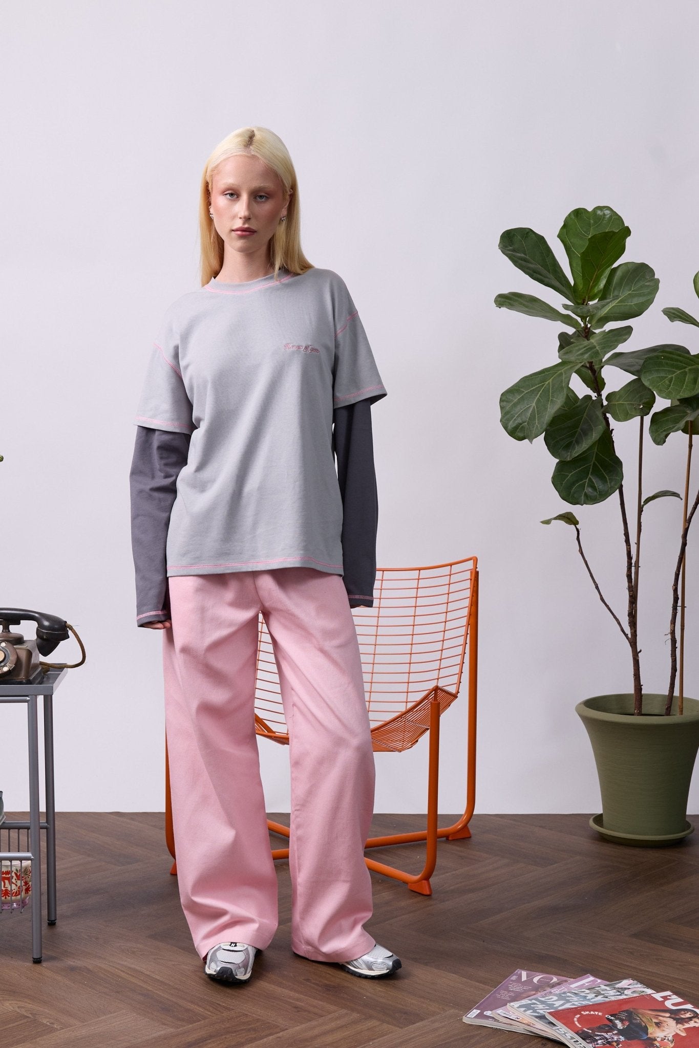 Wide Drill Pants – Pink - GON