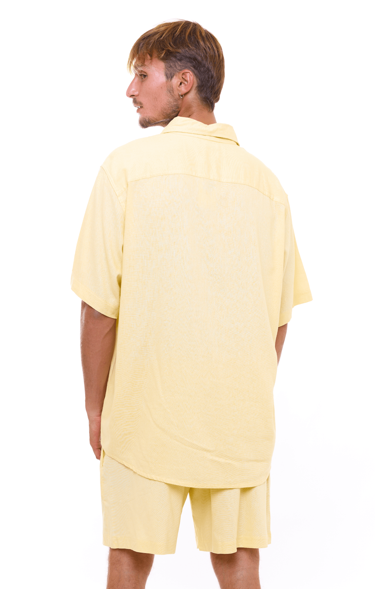 Yellow - Unisex Oversize Linen Shirt - GONSURFING